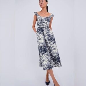 Tuckernuck Navy and White Floral Scoop-Neck Midi Dress Cypress